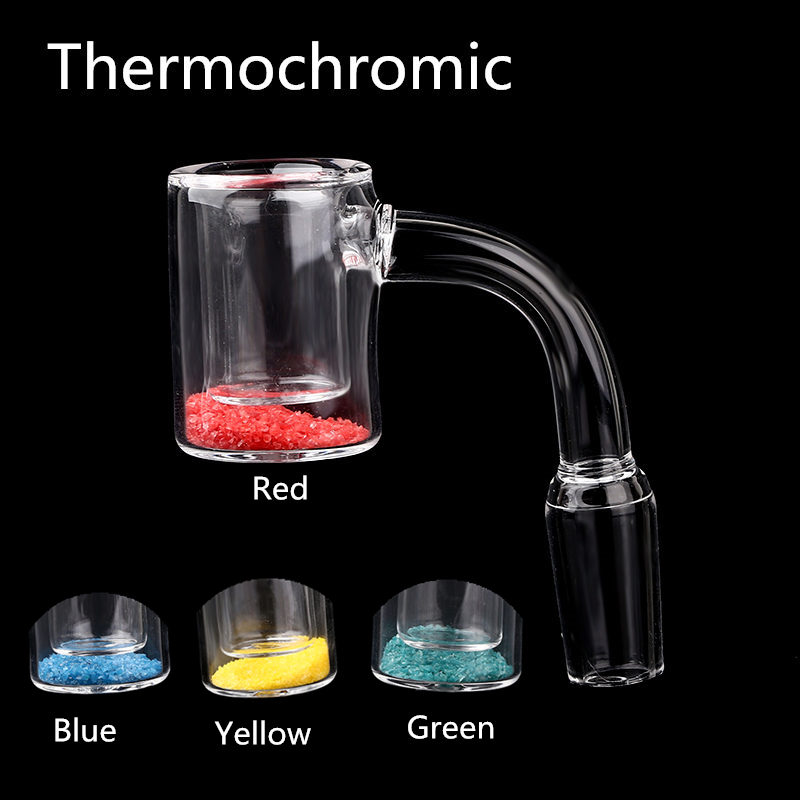 

Smoking thermochromic Quartz Banger Nails with red blue yellow green Cyan sand OD 25mm Wall thick 5mm 10mm 14mm 18mm joint Male Female Bangers for Glass Bong oil rig