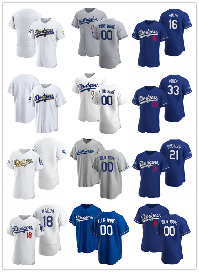 

2021 gold program Custom Jersey Mens women Youth Los Angeles Dodgers 16 Will Smith 33 David Price 18 Kenta Maeda 21 Walker B, Blue;black