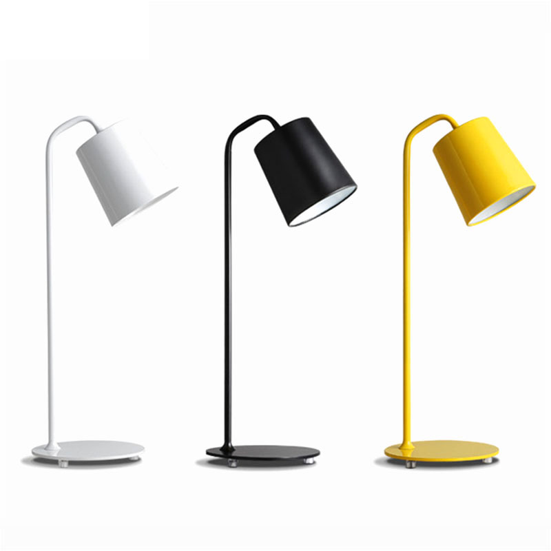 

Modern minimalist black white yellow table lamp Living room bedroom bedside LED personality wrought iron desk light