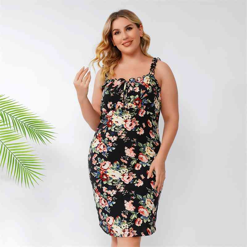 

Summer large dress women's slim open back print beach suspender skirt, Printed