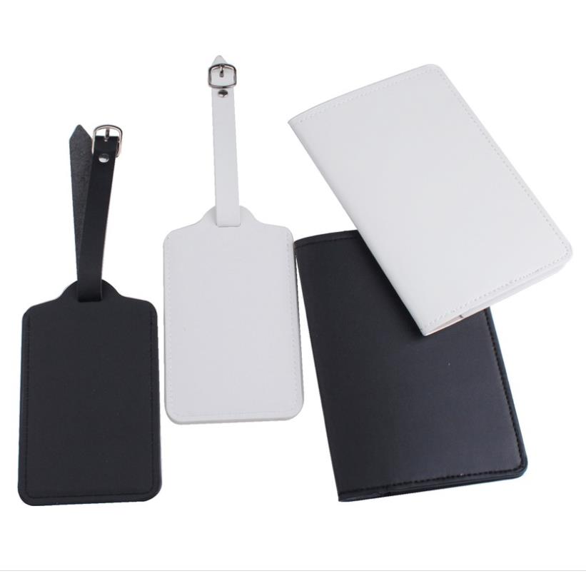 

Passport Cover & Luggage Tag Set Women PU Plain Travel Short Card Holder