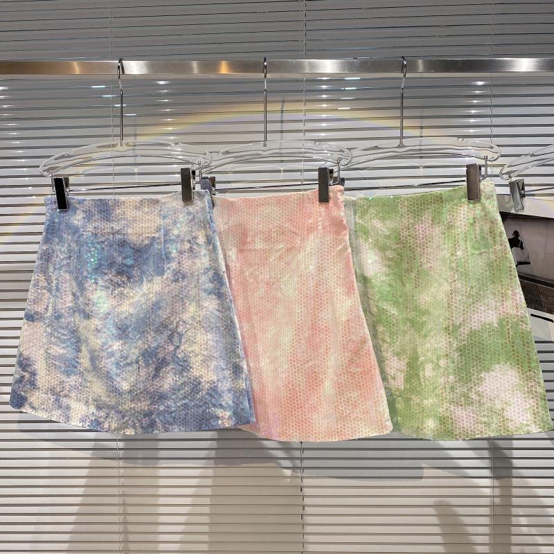 

Spring Summer Fashion Casual High Waist Sequin Side Zipper Buttock Skirt Short Female SK076 210525, Blue