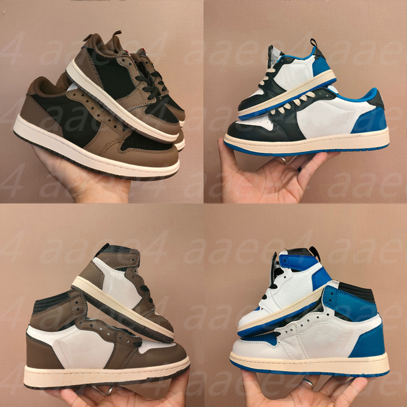 

Men Women 1s Kids High OG Travis Basketball Shoes Parent-Child Designer Scott Scot X Fragment Big Children boys girls jordan 1 Trainer Sport, Black
