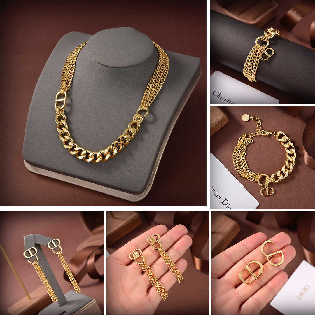 

2021 new d family gold CD letter necklaces Necklace Dijia CD letter Tassel Earrings high quality Bracelet, Silver