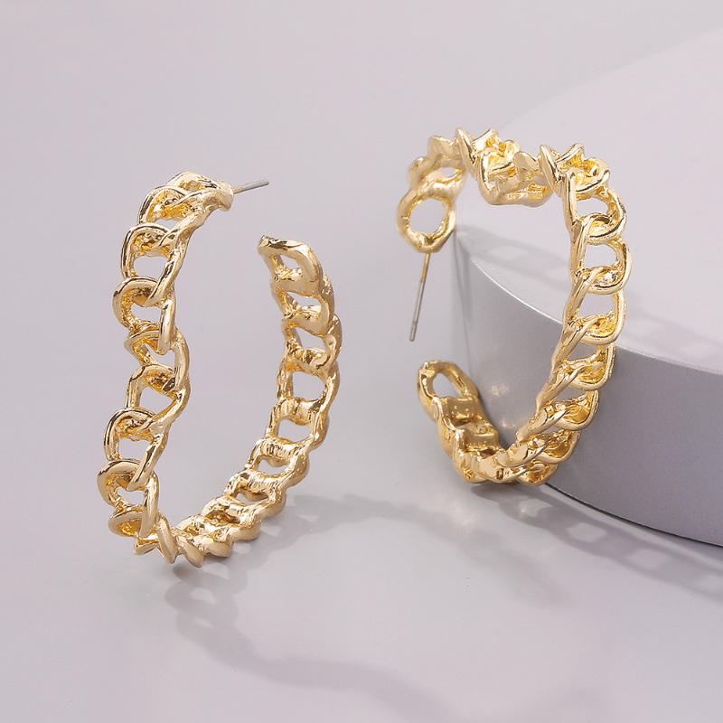 

Hoop & Huggie Punk Hollow Love Heart Gold Color Metal Earrings For Women Twisted Link Chain Big Statement Earring Sweet Party Jewelry