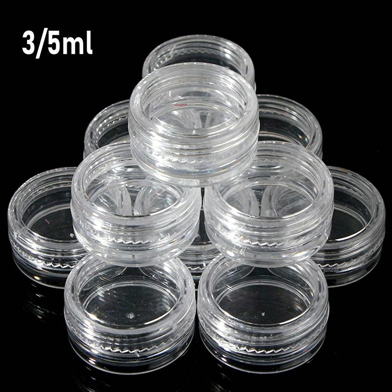 

12Pcs 3ml/5ml Clear Cosmetic Sample Mini Pot/Jar Box Jewelry Bead Storage Small Round Container Jars Make Up Organizer Boxes Bottles &
