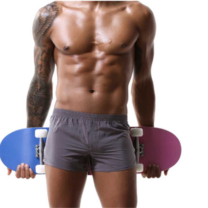 

Men' Loose Boxer Shorts Casual Sport Plaid Pants Wove Slim Fit Underpants Ultra-thin Breathable -XL, Black