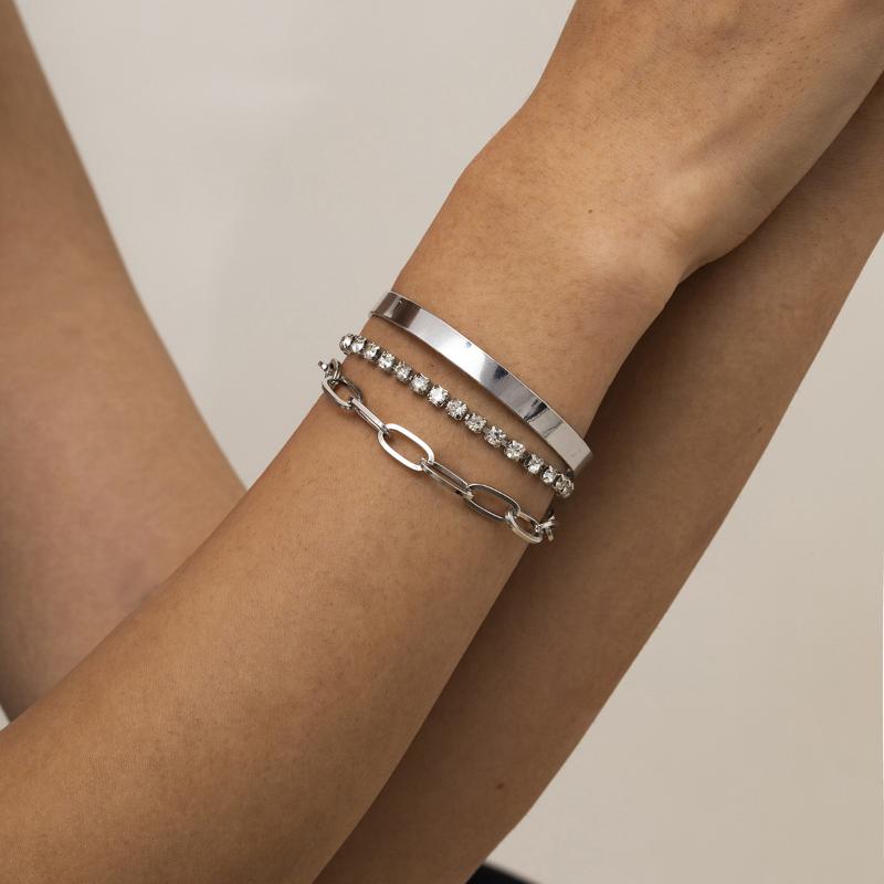 

Link, Chain ANEEBAYH Vintage Charm Crystal Tennis Bracelets Set For Women Bohemian Bangle Couple On Hand Jewelry