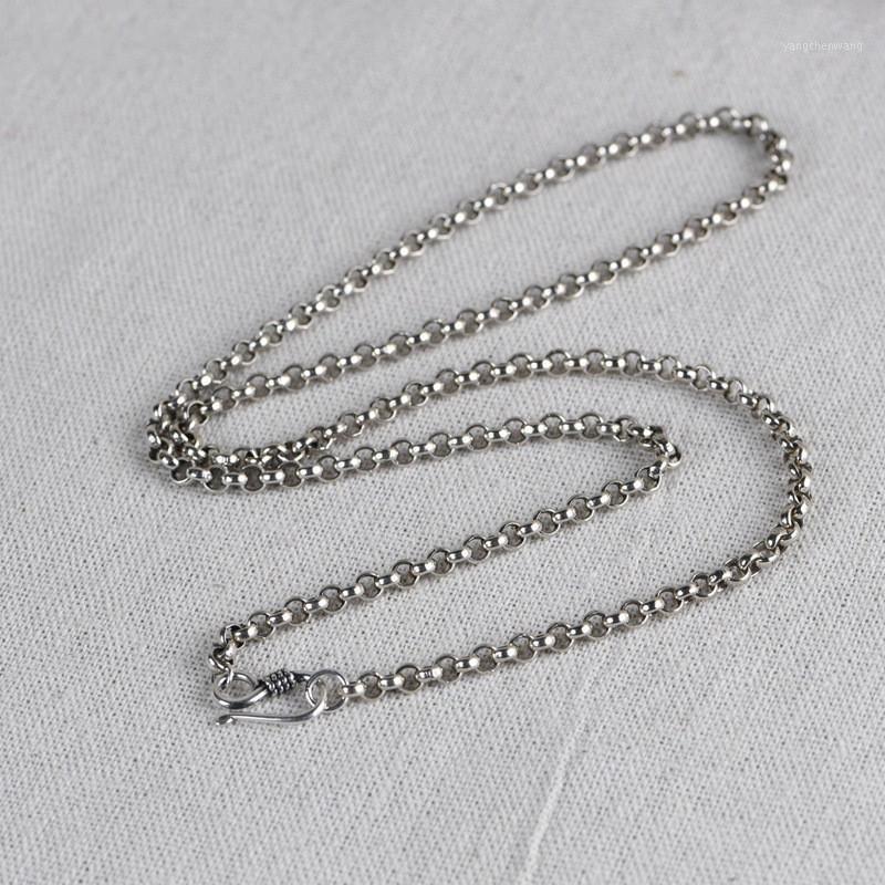 

Sterling Silver Necklace For Women Long Link Chain Men Necklaces Vintage Trendy Luxury Fine Jewelry Size Unisex Chains