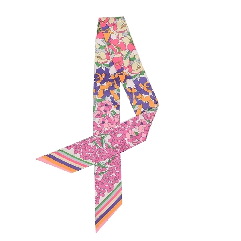 

CHAXIAOA Skinny Floral Printing Silk Women Luxury Brand Foulard Fashion Belt For Ladies Bag Scarf Head Scarves