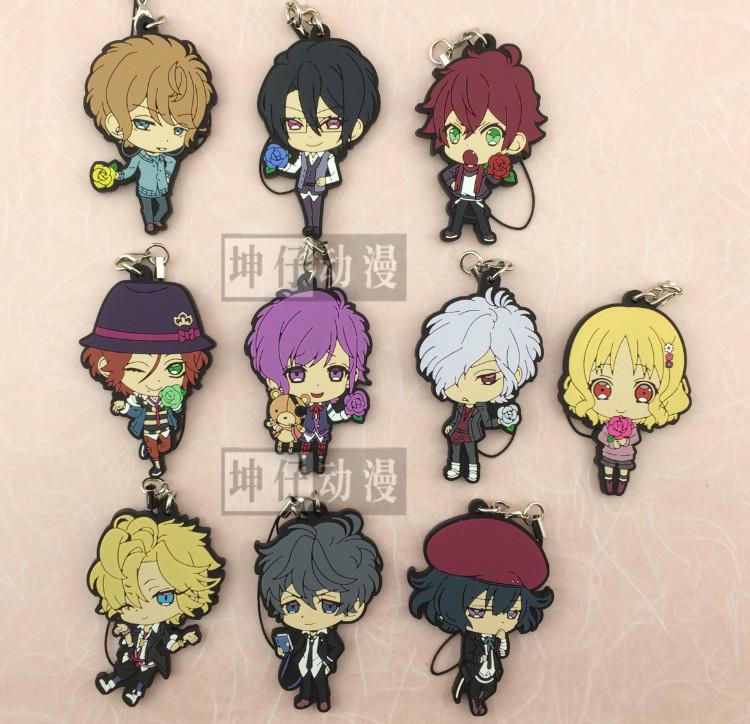 

Keychains DIABOLIK LOVERS Anime Sakamaki Ayato Kanato Laito Shu Reiji Mukami Ruki ROSE VER. Rubber Keychain, Silver
