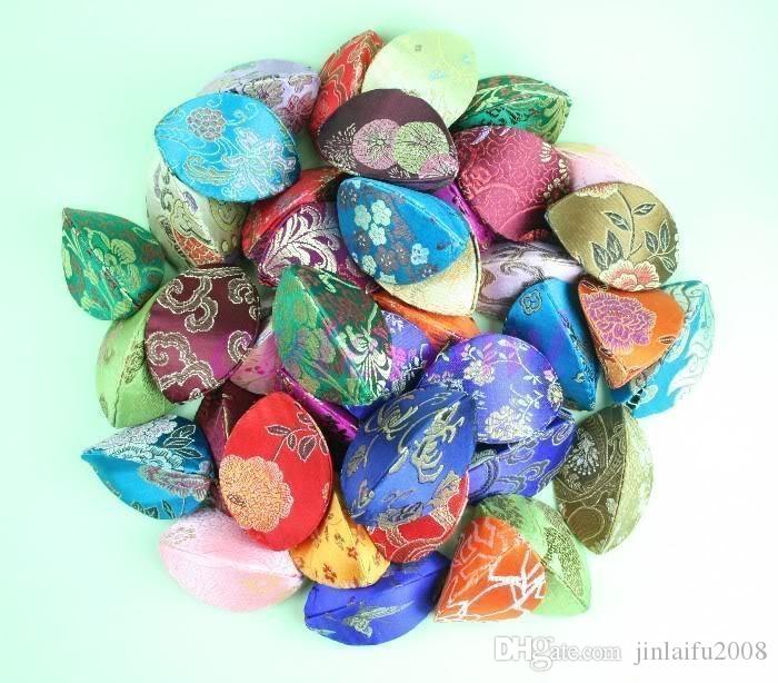 

New 10pcs Silk Fortune Cookie Coin Purse Mix Color Case Squeeze Chinese Ring Bag, Black;white
