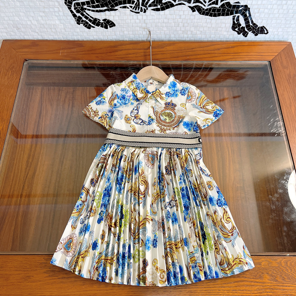 

2022 new kids dress High-end children clothing summer European and American children's dresses children' princess dresses short, Brown