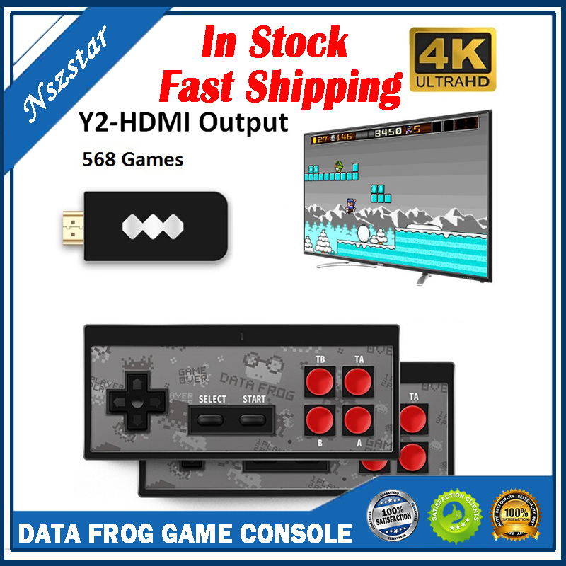

DATA FROG USB Game Consoles Wireless Portable Video Game Player 568 AV 600 Retro Classic Games Handheld Entertainment Joystick