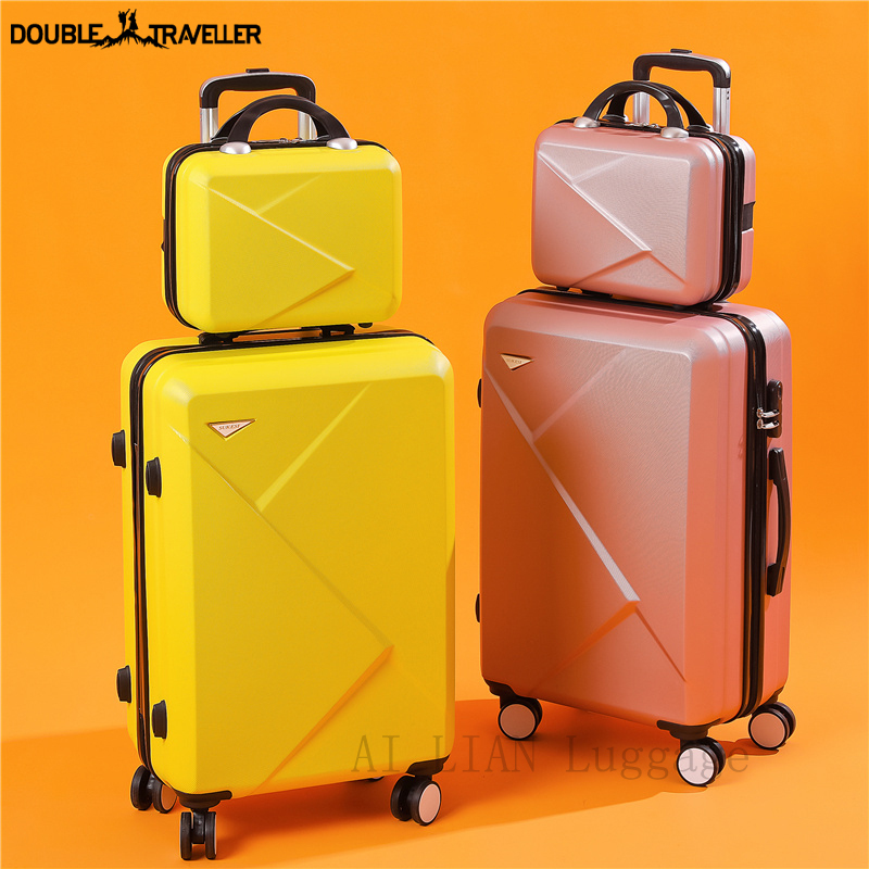 

Travel on wheels ABS+PC Women trolley bag 20inch carry ons rolling luggage set Cabin suitcase case 24/28 inch