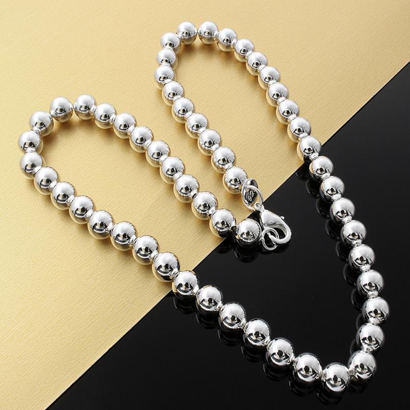 

Chains Classic Brands 8MM Bead Chain 925 Sterling Silver Necklace For Woman Men High Quality Fashion Party Wedding Jewelry Holiday Gift