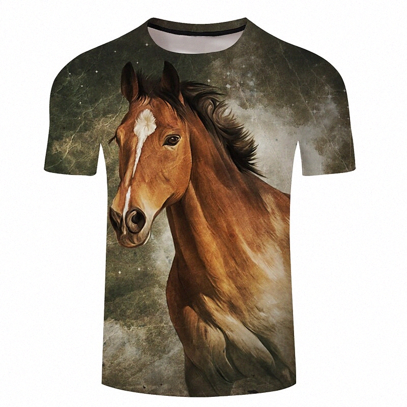 Men's Unisex Tee T shirt Shirt 3D Print Graphic Prints Horse Plus Size Crew Neck Casual Daily 3D Print Short Sleeve Regular Fit Tops Basic D