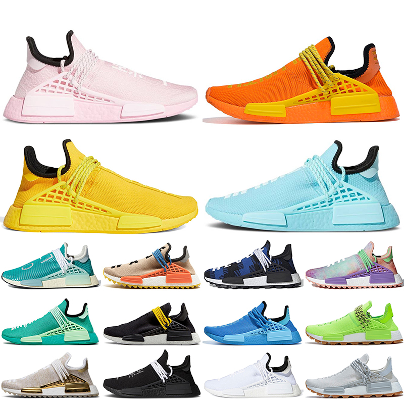 

Big Size 47 Mens Running Shoes Pharrell williams NMD Human Race Pink Black Blue Grey Trainers Nerd Hu Trail Solar Pack Women Sneakers