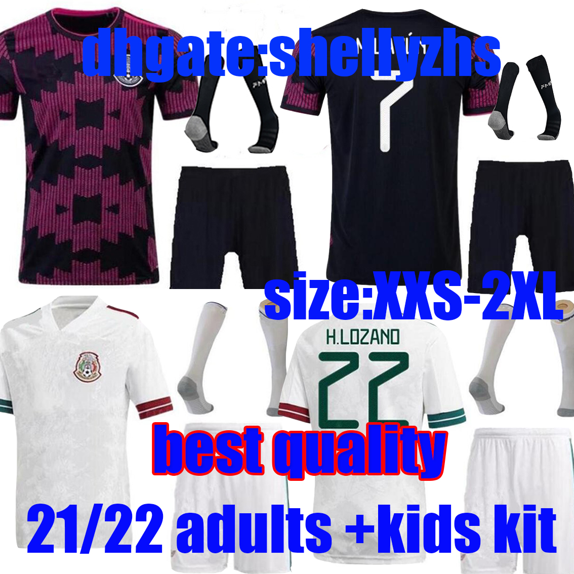 

adults +kids 2021 Mexico soccer jersey home Youth black pink shirts full kit 20 21 CHICHARITO LOZANO DOS SANTOS football shirt adult Men+boys sets uniforms, Image