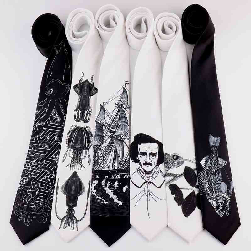 

Male men's Original design Printing Fun 7CM Tie Retro Casual Personality Arts Female Student Sketch necktie