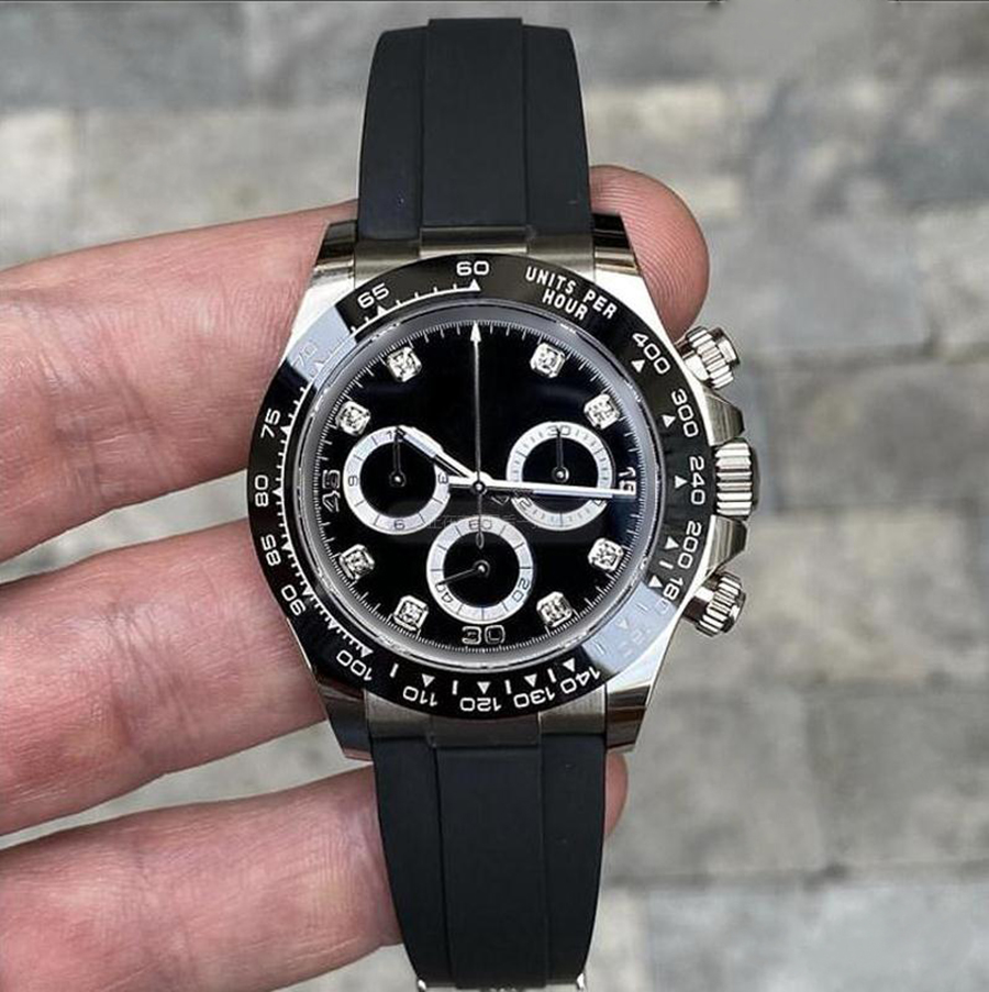 

Fashion New's Era Men's Watch with Luminous Halo Blacks Dial Ceramic Bezel Pure Black Soft Rubber Bracelet Automatic Movement Sapphire Mens wristWatch, Business card case
