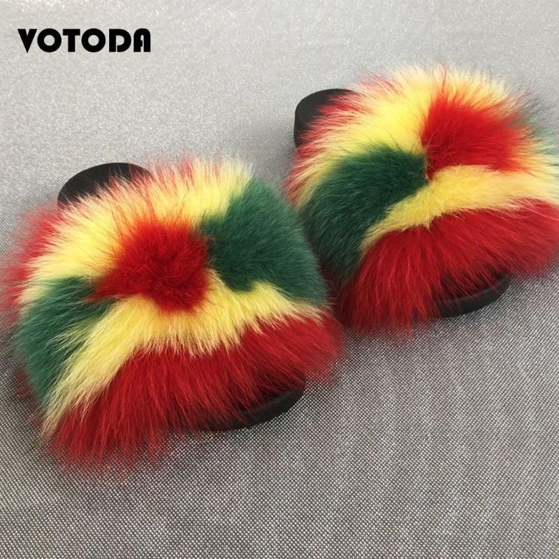

Slippers Summer Women Fashion Fluffy Fur Home Indoor Plush Slides High Quality Flip Flops Outdoor Casual Beach Sandals, Black