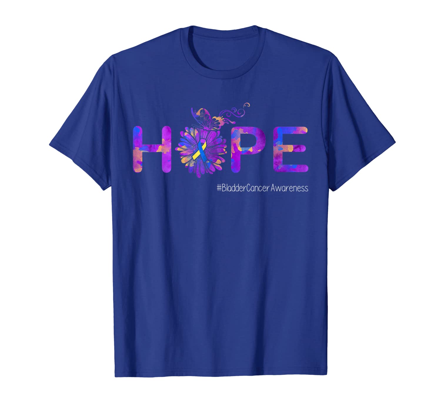 

hope butterfly ribbon bladder cancer awareness tshirt gifts, White;black