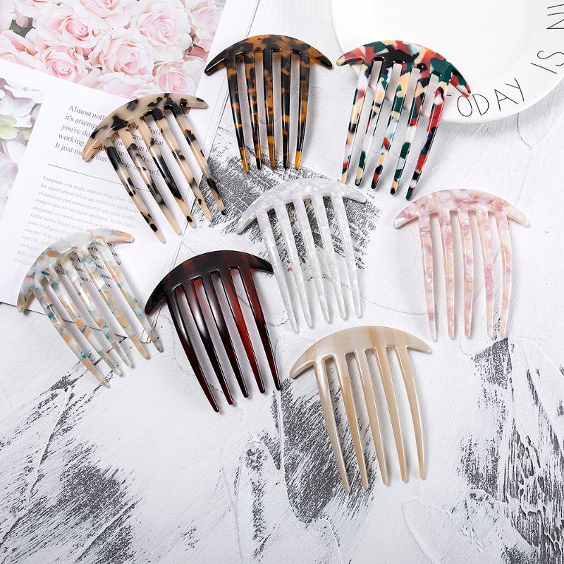 

Hair Clips & Barrettes Fashion Combs For Women Colorful Acetate Accessories Tortoiseshell Fixed Hairstyle Headdresses Comb Jewelry, Golden;silver