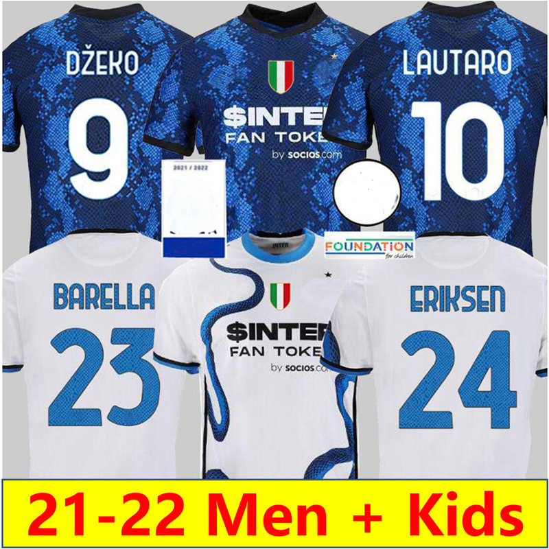 

21 22 DZEKO BARELLA LAUTARO soccer jersey J.CORREA CALHANOGLU ERIKSEN ALEXIS football shirt SENSI BASTONI SKRINIAR maillots de foot 2021 2022 uniform men kids kit, 21-22 away