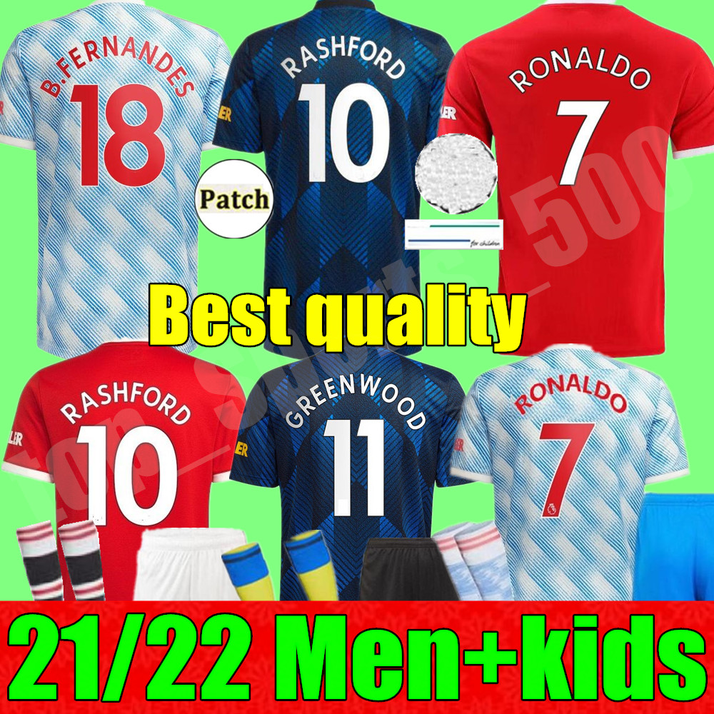 

Manchester soccer jerseys 2021 2022 UNITED RONALDO SANCHO POGBA CAVANI MARTIAL UTD VAN DE BEEK B. FERNANDES RASHFORD LINGARD football shirt 21 22 adult man kids kit, Adult 3rd