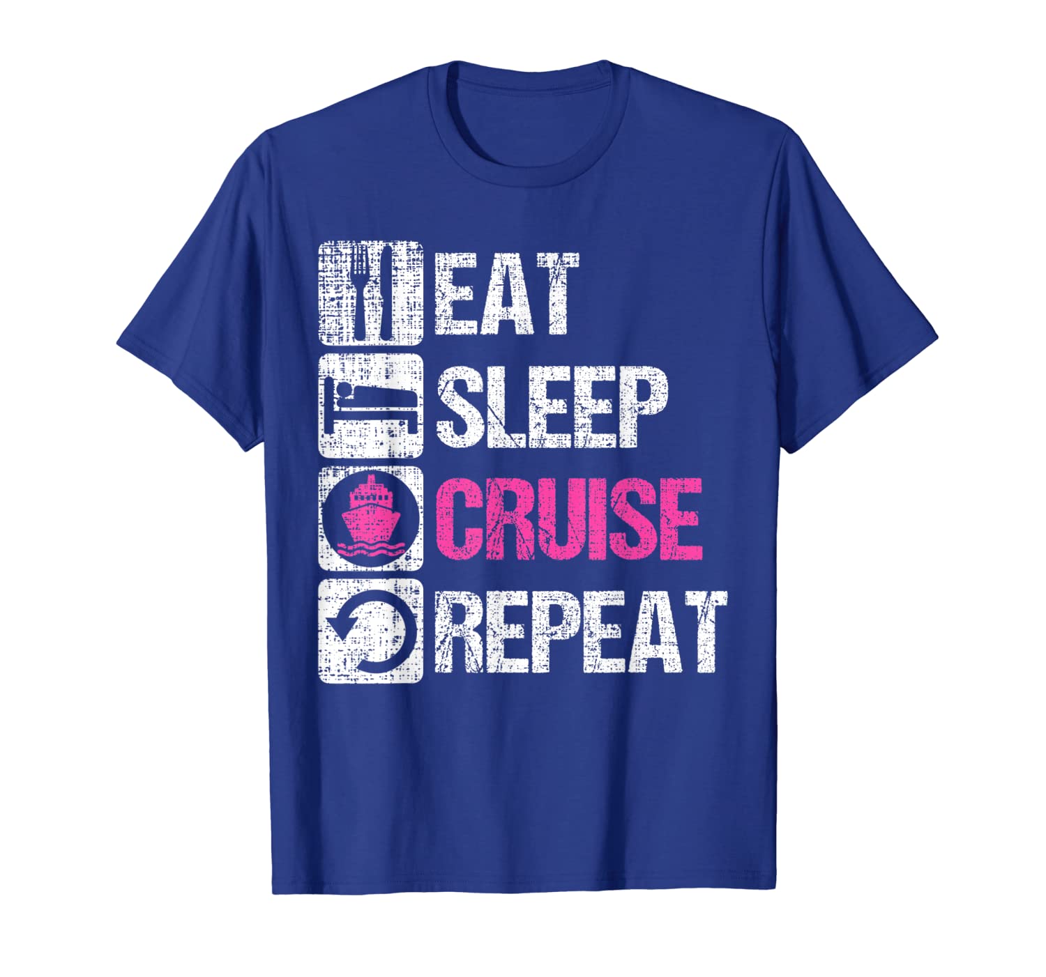 

eat sleep cruise repeat family vacation couples boat t shirt, White;black