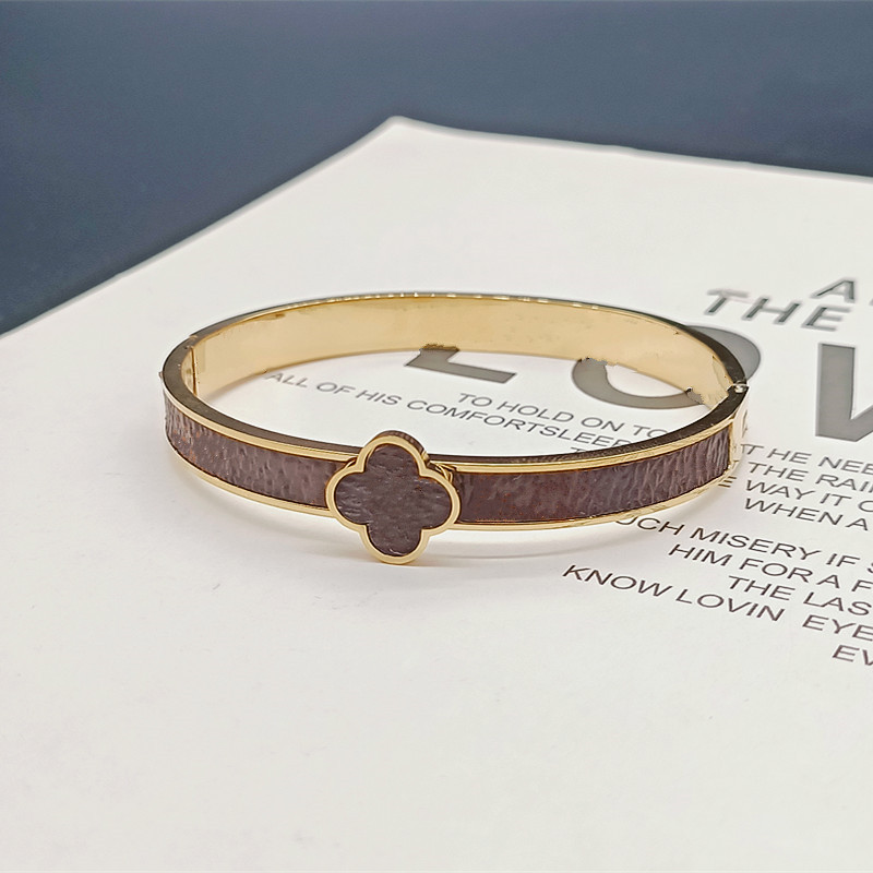 

Gold rose Bangle titanium steel bracelet ladies women classic letter L home designer luxury leather lock key gift jewelry not allergic, Black