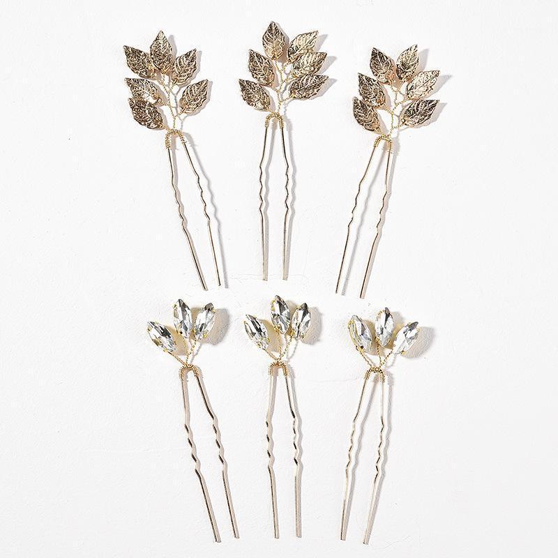

Hair Clips & Barrettes Wedding Accessories Leaf Crystal Hairpins Brides Bridesmaids Headpiece Woman Head Jewelry Headdress Bridal Pins, Golden;silver