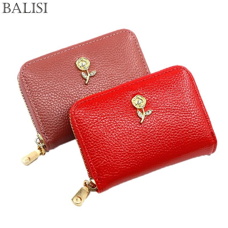 

Card Holders Women's Holde Genuine Leather Purse For Cards Case Wallet Id Bank Women Cardholder Pasjeshouder Mannen, Black