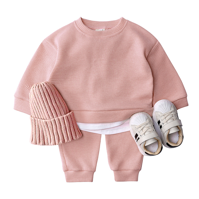 

Newborn Baby 2-piece Outfit Set Long Sleeve Solid Color Top Pants Set for Baby Boys Girls Autumn Clothing Set, White