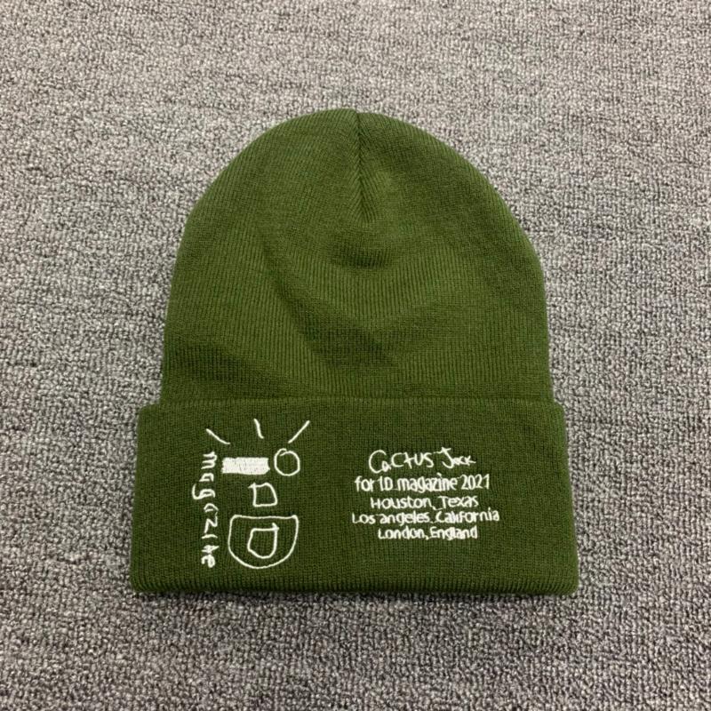 

Berets High Quality Embroidery TRAVIS SCOTTS CACTUS JACK Beanie Hat Women Men Knitted Warm Winter Hats Hip-hop Casual Beanies, Green
