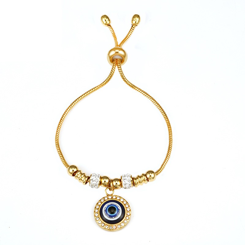 

Blue Evil Eye Chain Bracelet 14K Gold Plated Titanium Steel Charm Bracelets for Women Fashion Jewelry Gifts