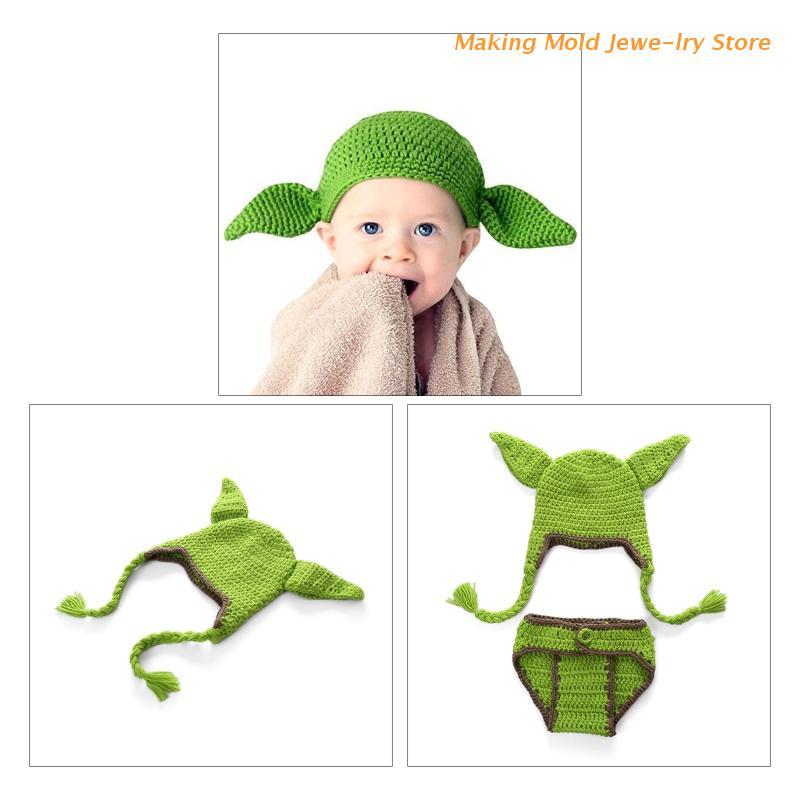 

Berets Handmade Green Woven Baby Knitted Hat 0-6 Months For Girl And Boy 45BC, No braid single hat
