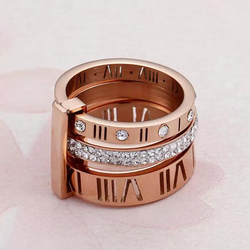 

2023 Ring Designer Women Stainless Steel Rose Gold Roman Numeral Ring Fashion Wedding Engagement Jewelry Birthday Gift no box