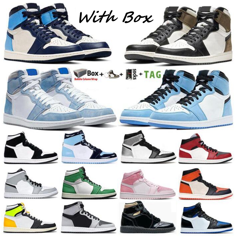 

Jumpman 1 1s Mens Basketball Shoes Hyper Royal University Blue Obsidian UNC Trophy Room Shadow 2.0 Lucky Green Twist Women Sneakers Trainers, 40