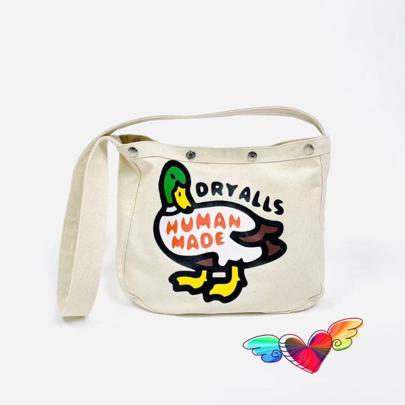 

Backpack 2021 HUMAN MADE Backpacks Men Women High Quality Red Heart Green Headed Duck Graghic Bags Hasp Canvas Bag, Beige
