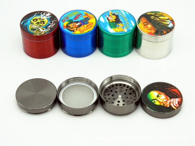 

50MM 55MM 63MM Smoking grinder Zinc alloy diameter four-layer multi-color metal smoke grinders Cigarette breaker