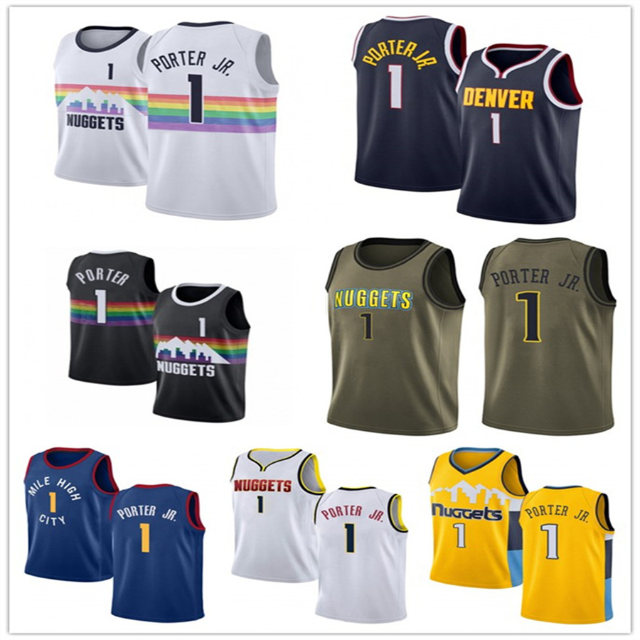 

2021 Michael custom men women youth 1 Porter Jr Denver Nugget basketball jerseys red Blue jersey leave number name, Black;red
