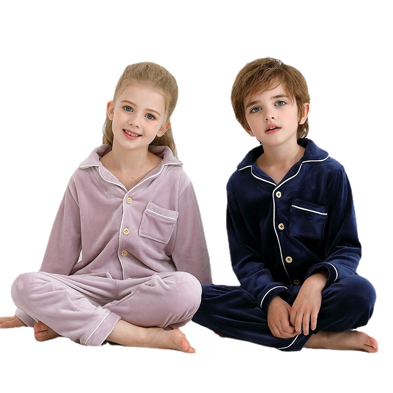 

3-15Years Kids Girl Boy Pajama Sets Spring Autumn Flannel Warm Children Sleepwear Fleece Teenage Boy Casual Fall Clothing Set, Blue;red