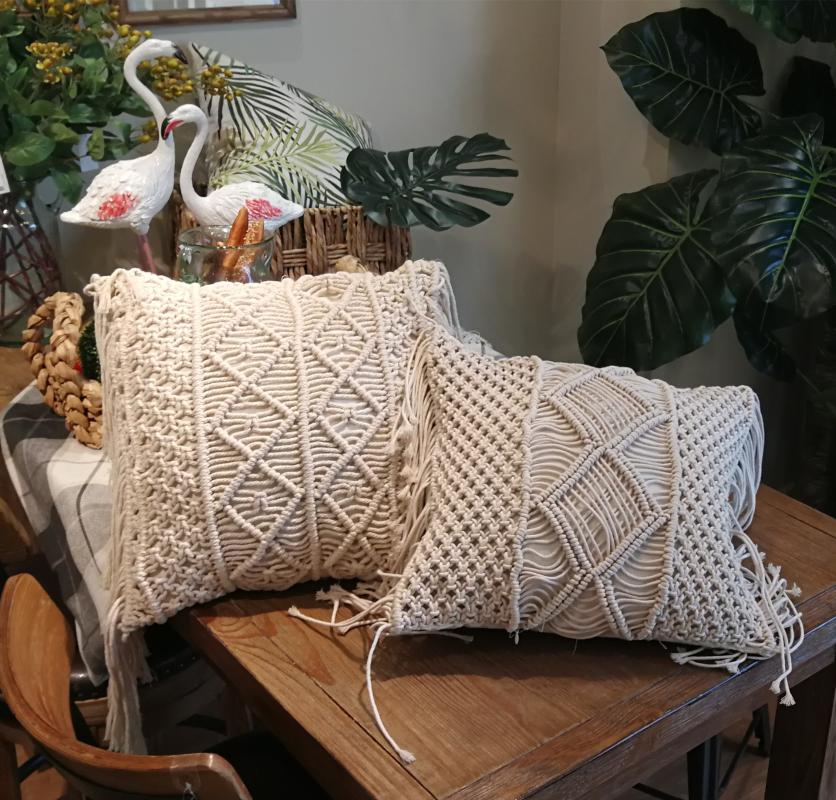 

Pillow Case Home Sales INS Cotton Thread Rope Hand-woven Tassel Bohemian