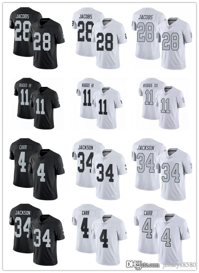 

Men Women youth Las VegasRaidersJersey 4 Derek Carr 11 Henry Ruggs III 28 Josh Jacobs 34 Bo Jackson black Football Jerseys, Black;red