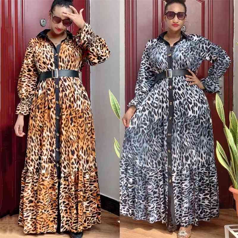 

MD African Print Leopard Dress Women Dashiki Maxi Dresses Muslim Fashion Abaya Plus Size Ankara Female Clothing Evening Gown 210408