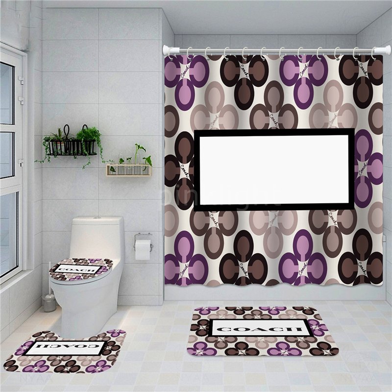 

Perfume Pattern Shower Curtains Waterproof Durable Bathroom Supplies INS Fashion Toilet Three Piece Sets Bath Accessories