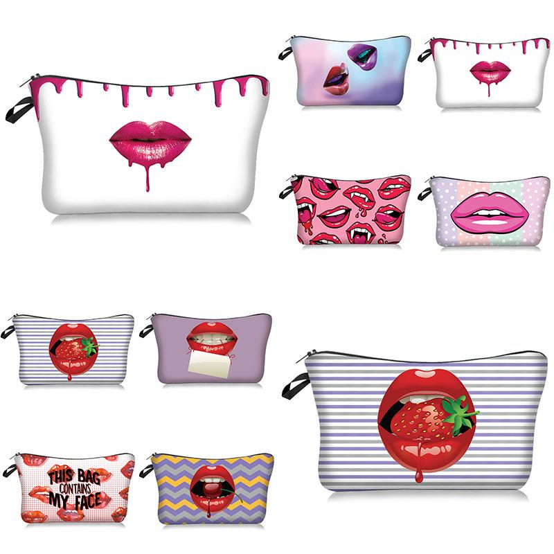 

Fashion Sexy Lip Pattern Makeup Bag Pouch Case Toiletry Tool Mouse Printing Travel Cosmetic Style Accessories Supply Bags & Cases