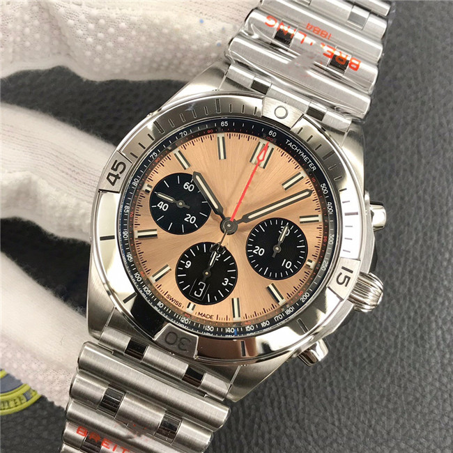 

GF men's mechanical watch diameter 42 mm with 7750 movement sapphire glass mirror fine steel case strap Deep waterproof function, Slivery;brown